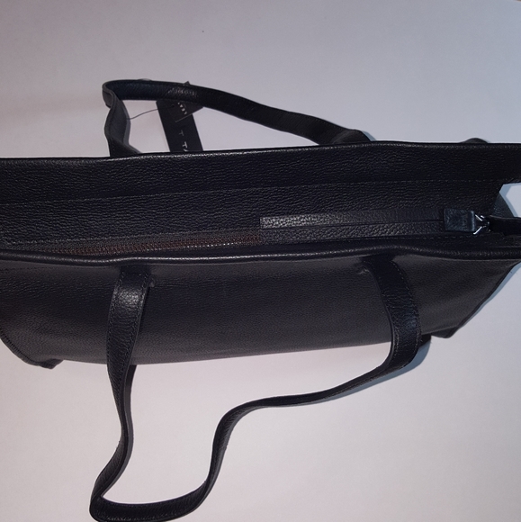 NWT Tahari Sienna Leather Tote Bag Black - Picture 12 of 14